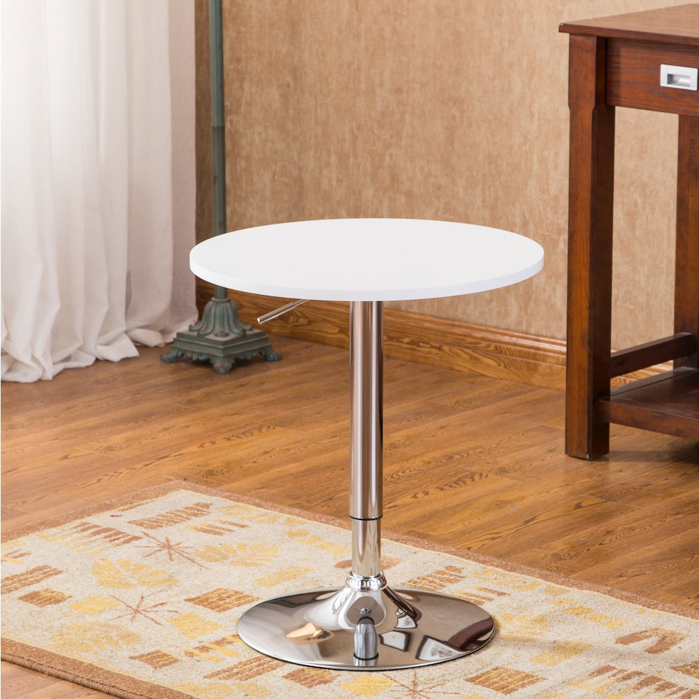 Baxton Adjustable Wood and Metal Bar Table, White. Picture 5