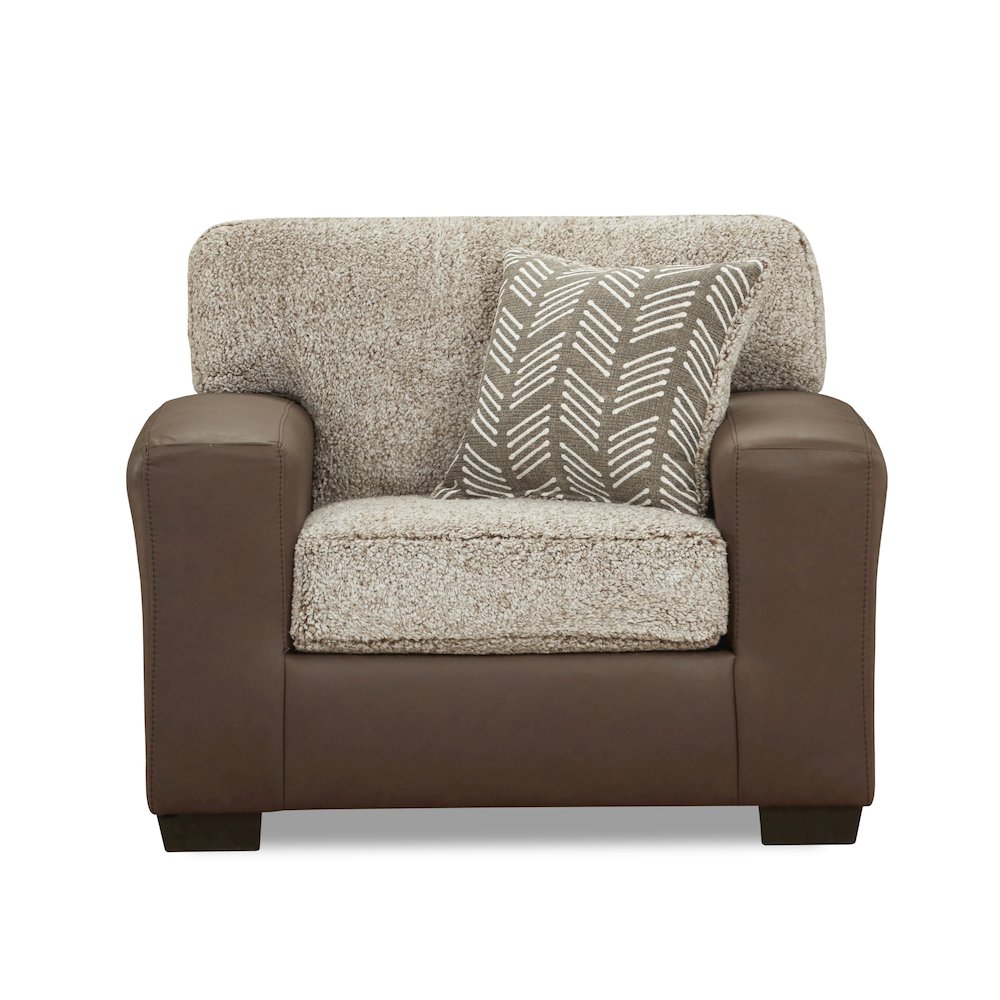 Marvella 2-Piece Living Room Set, Chair and Ottoman, Chocolate Faux Leather. Picture 8