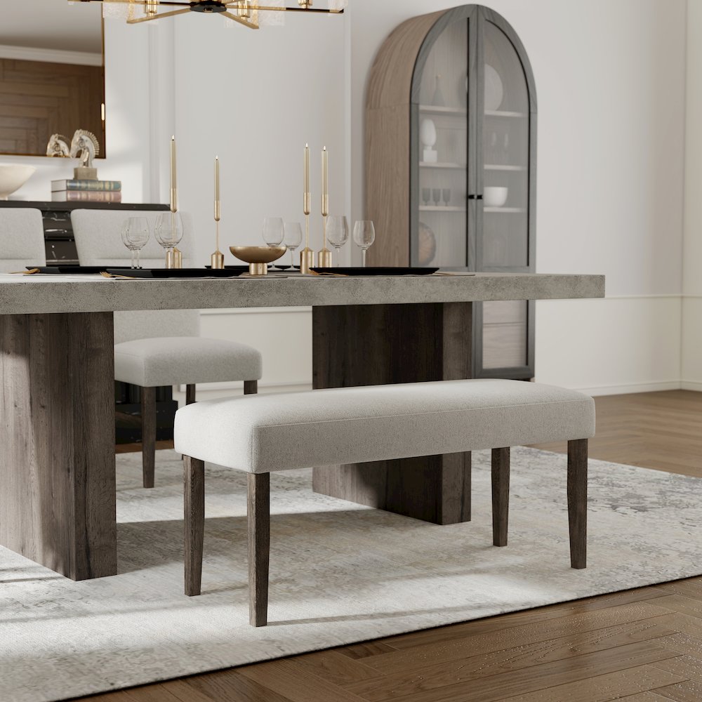 Sorlen Contemporary Upholstered Dining Bench, Gray. Picture 4