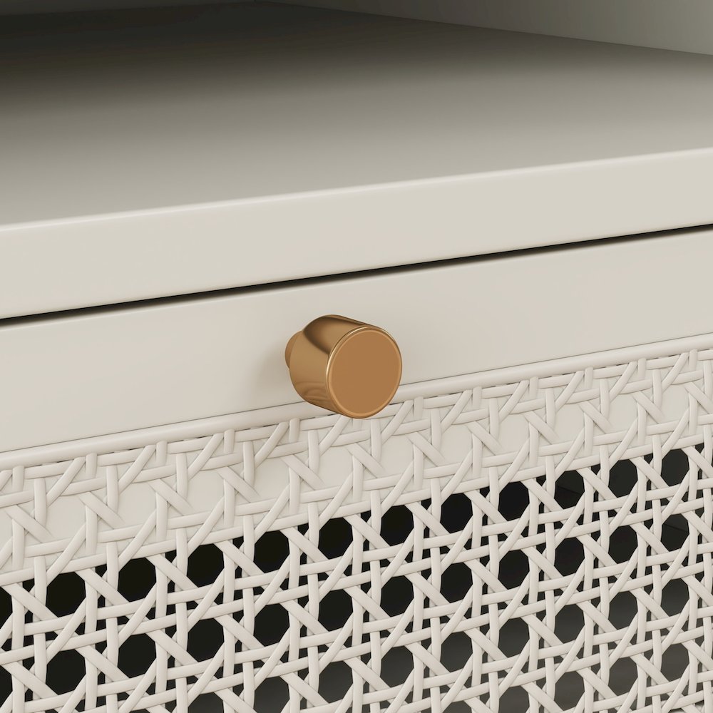 Feeney Dual-tier Storage Nightstand, Side Table, Cream White. Picture 5