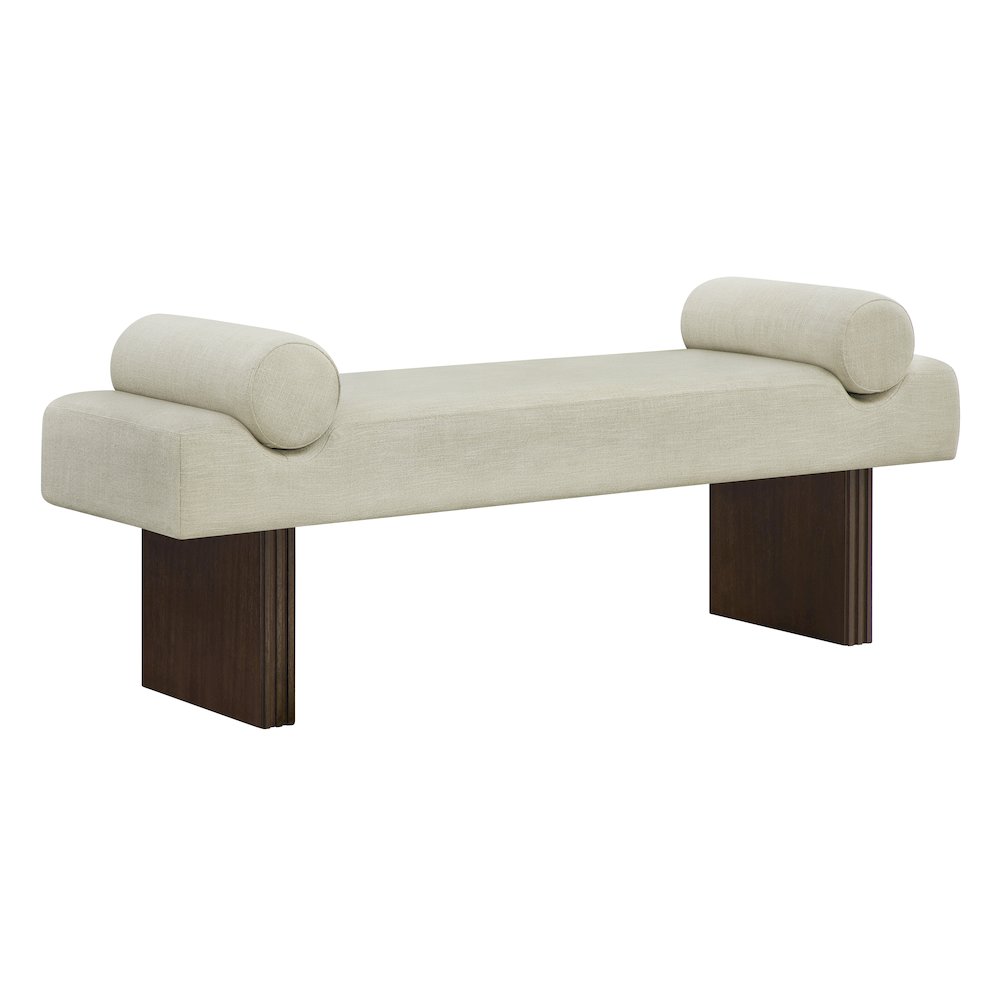 Brooke Contemporary Upholstered Bench, Beige. Picture 1