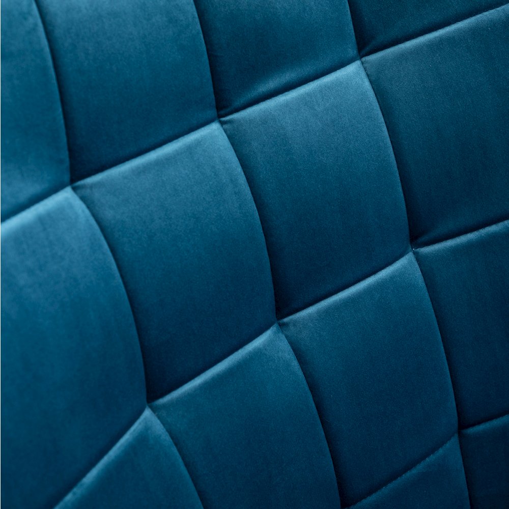Leiria Contemporary Silky Velvet Tufted Accent Chair with Ottoman, Blue. Picture 14