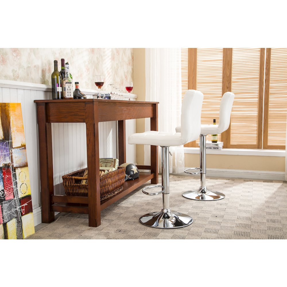 Biscc 2 Swivel Elegant PU Leather Modern Adjustable Hydraulic Bar Stools, White. Picture 3