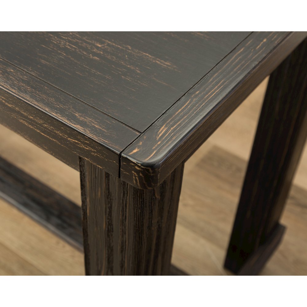 Leviton Antique Black Finished Wood 5-Pc Pub Set, Table with 4 Bar Stools, Tan. Picture 6