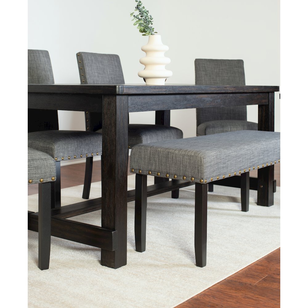 6-Piece Dining Set, Dining Table with 4 Stylish Chairs and a Bench, Gray. Picture 4