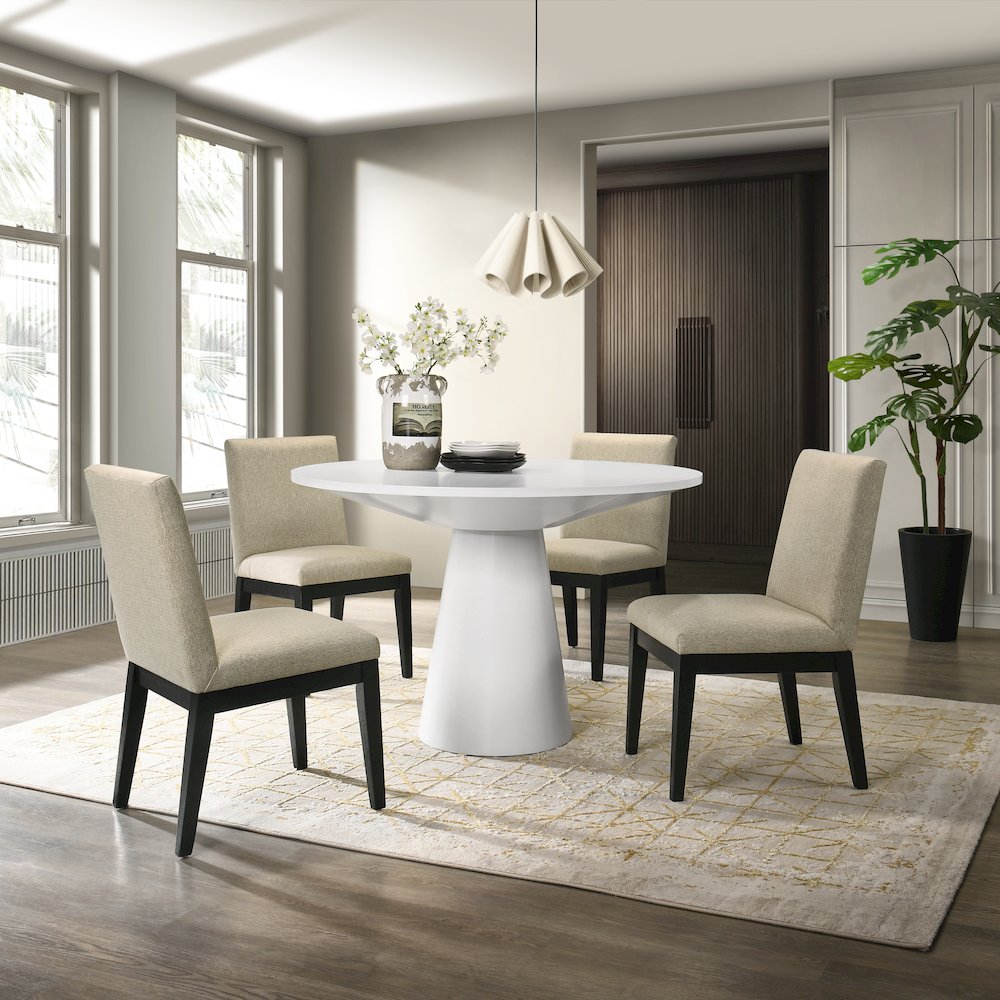 Rocco 5-Pc 48'' Pedestal Dining Set, Round Pedestal Table with 4 Chairs. Picture 2