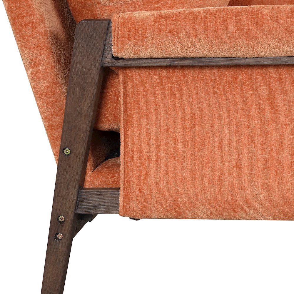 Kelly Mid-Century Modern Velvet Accent Armchair, Orange. Picture 9