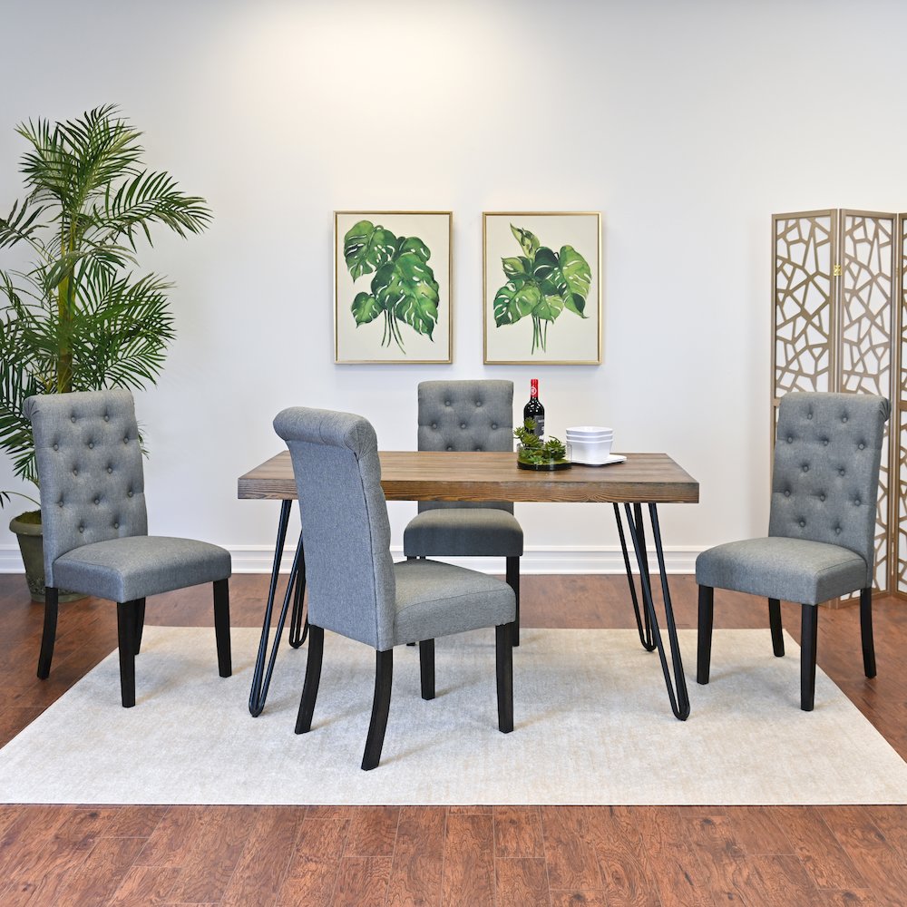 Ashford 7-Pc Dining Set, Hairpin Dining Table with 6 Chairs, Gray. Picture 5