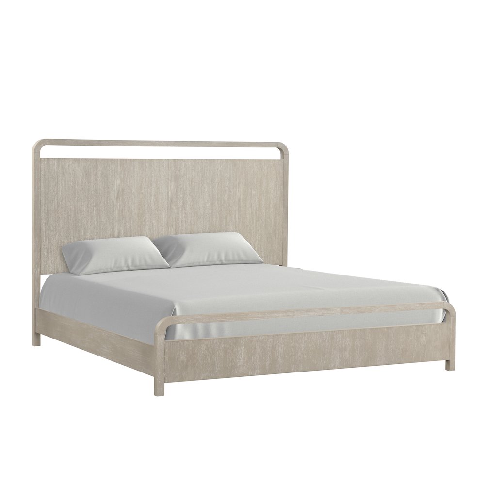 Tavari Wood Panel Bed, Light Gray Finish, King. Picture 1