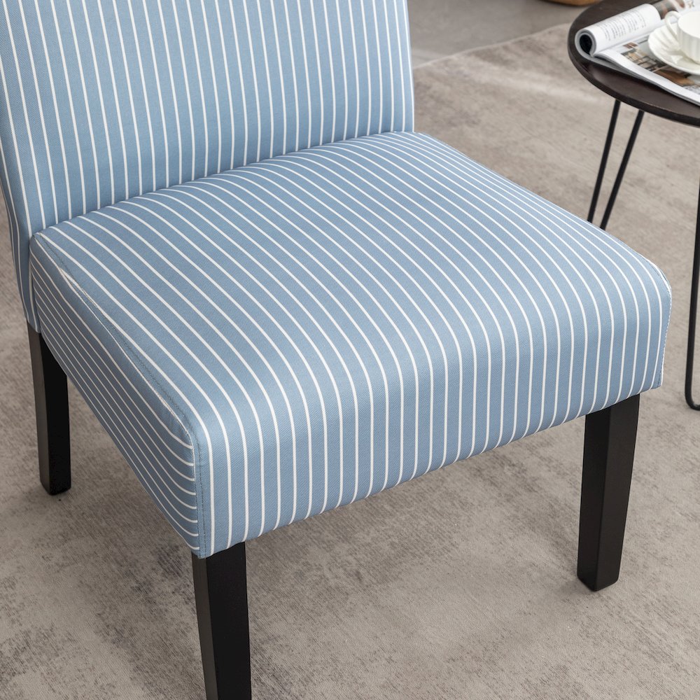Botticelli Blue Stripe Upholstered Slipper Accent Chair. Picture 8