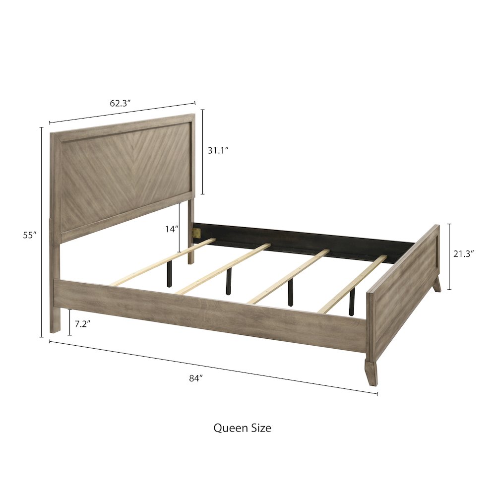 Arena Contemporary Wood Panel Queen Bed in Weathered Sand. Picture 7