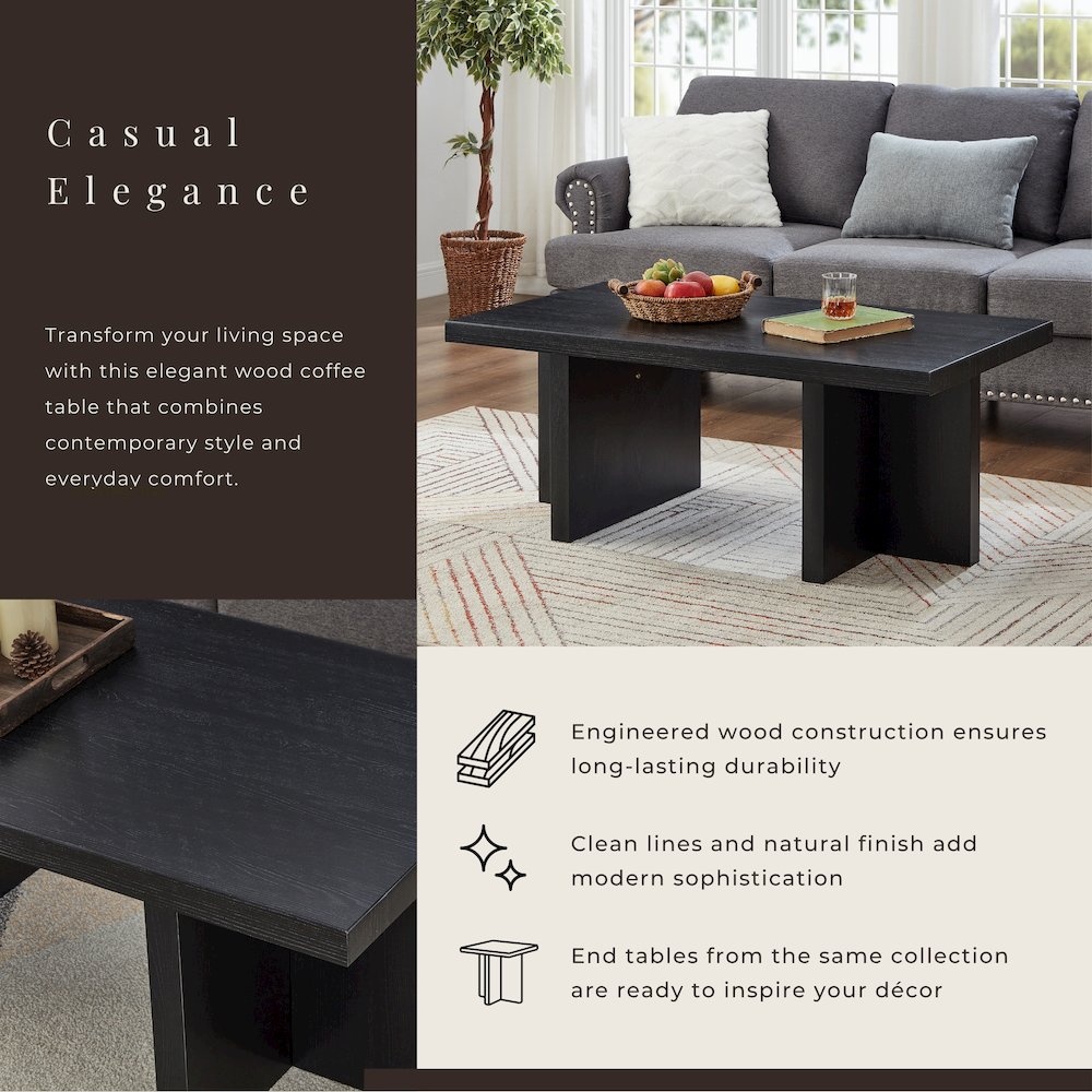 Mchome Contemporary Coffee Table, Black Finish. Picture 7