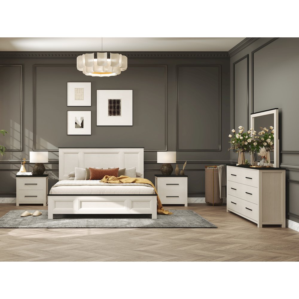Realynn 5-Piece Queen Wood Bedroom Set, Off-White Finish. Picture 2