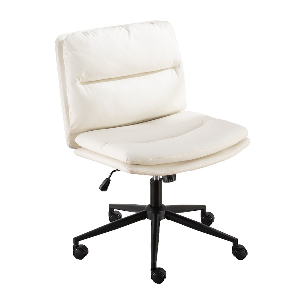 Bizerte Adjustable Swivel Criss Cross, Wide Seat Office or Vanity Chair, White. Picture 1