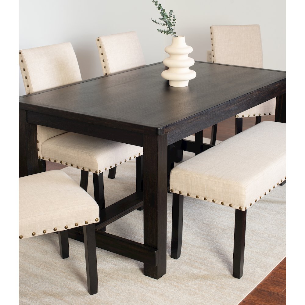 6-Piece Dining Set, Dining Table with 4 Stylish Chairs and a Bench, Tan. Picture 7
