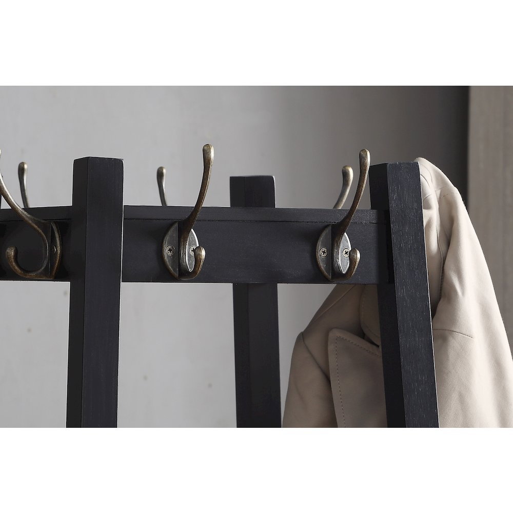Vassen Coat Rack with 3-Tier Storage Shelves in Espresso Finish. Picture 4