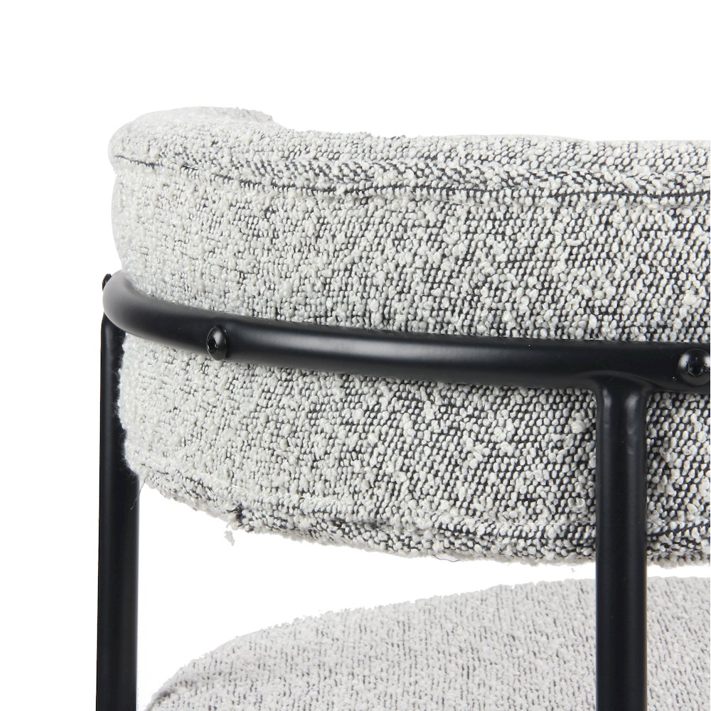 Burbank Modern Round Boucle Dining Chairs, Set of 2, Black White. Picture 3