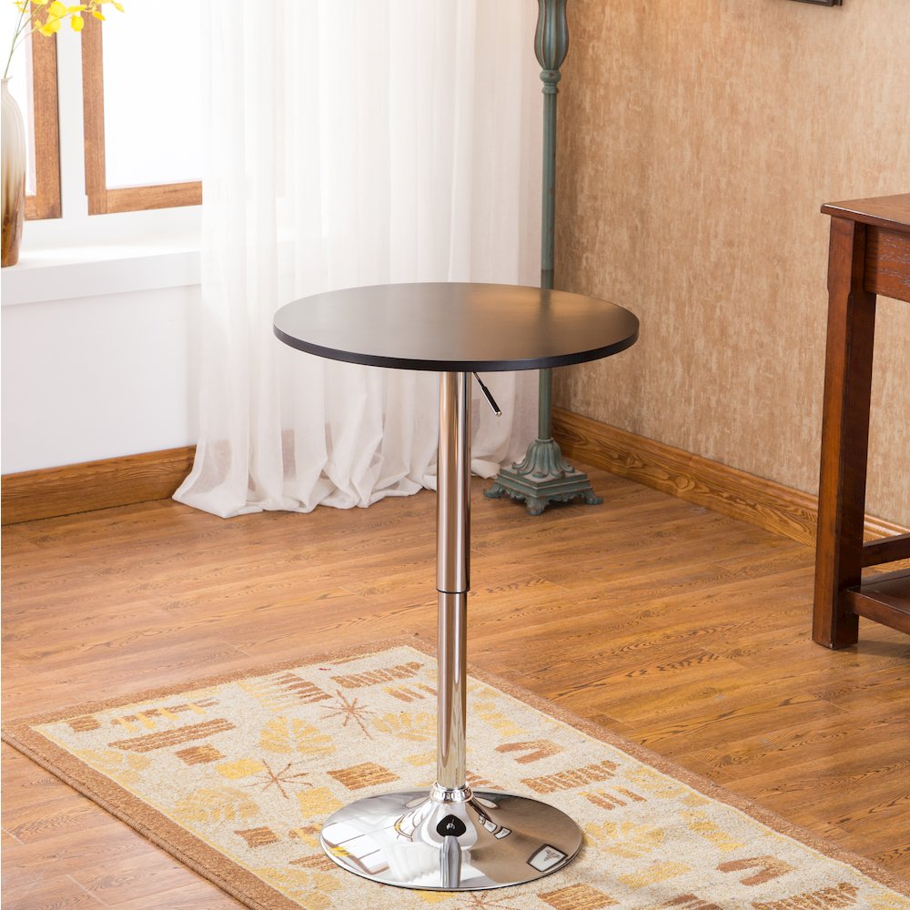 Baxton Adjustable Wood and Metal Bar Table, Black. Picture 3