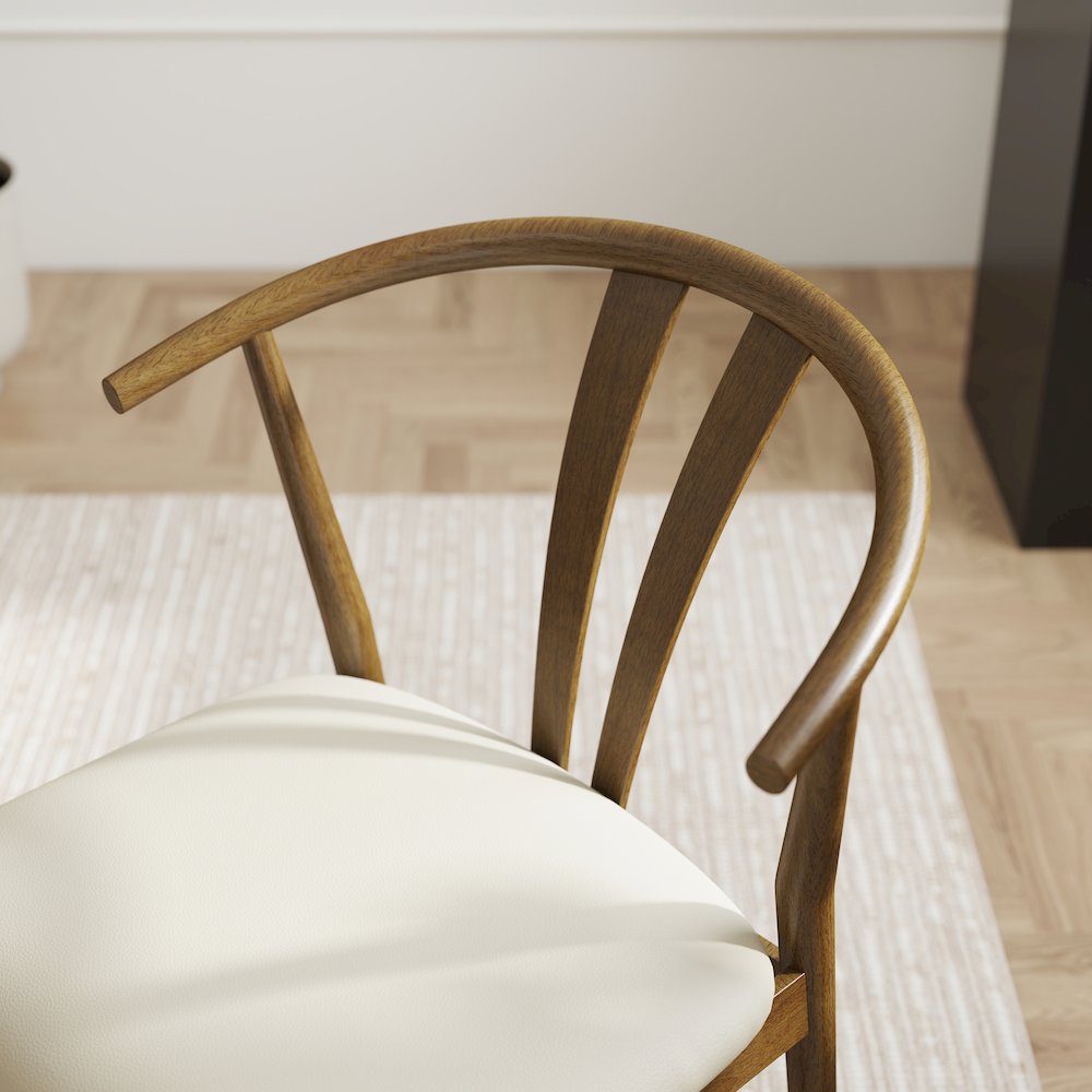 5-Piece Dining Set, Walnut Finished Dining Table with 4 Brown Wishbone Chairs. Picture 13