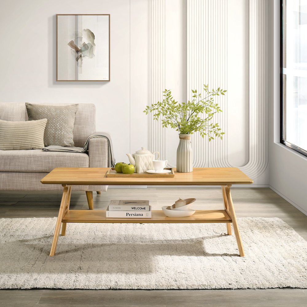 3-Piece Coffee Table Set, Coffee Table and Two End Tables, Natural Oak Finish. Picture 5