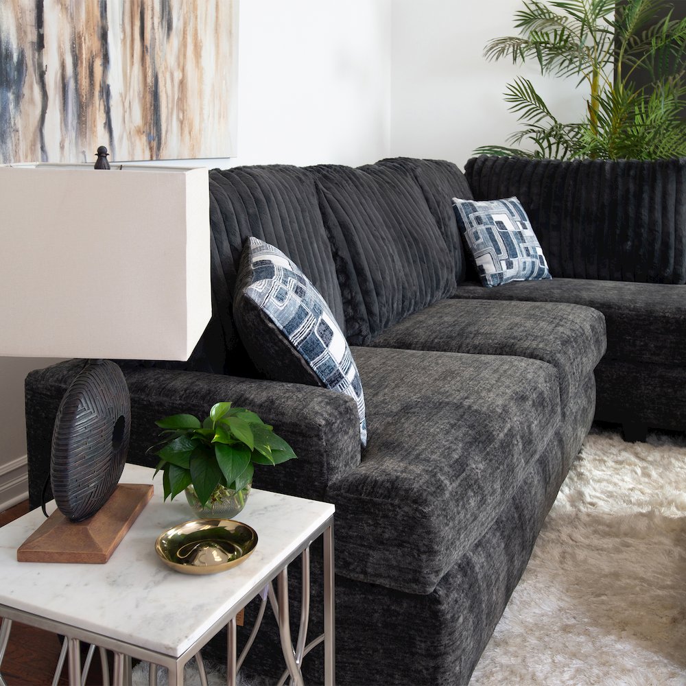 Nexus Wide Wale Corduroy L-shape Sectional with Chaise, Galactic Charcoal. Picture 5