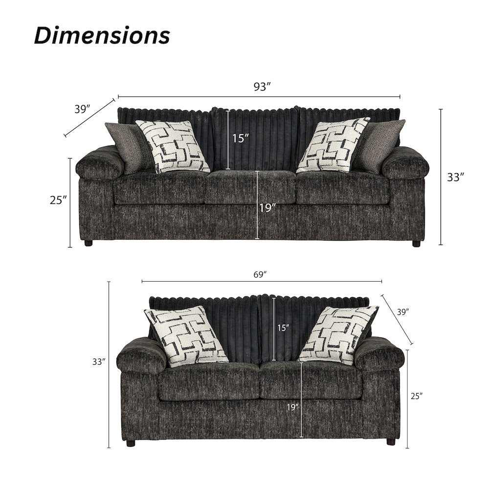 Nason Wide Wale Corduroy Sofa and Loveseat Set, Charcoal. Picture 10