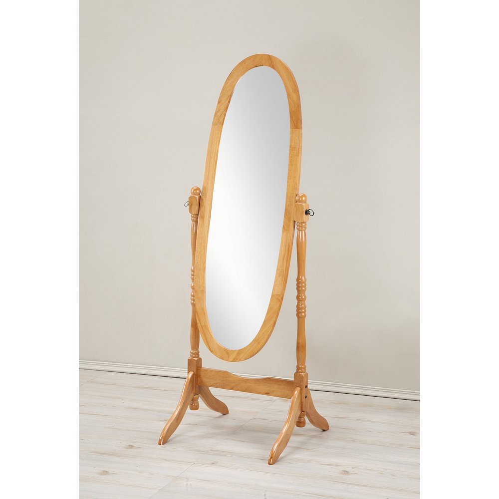 Audi Traditional Queen Anna Style Wood Floor Cheval Mirror, Oak Finish. Picture 2