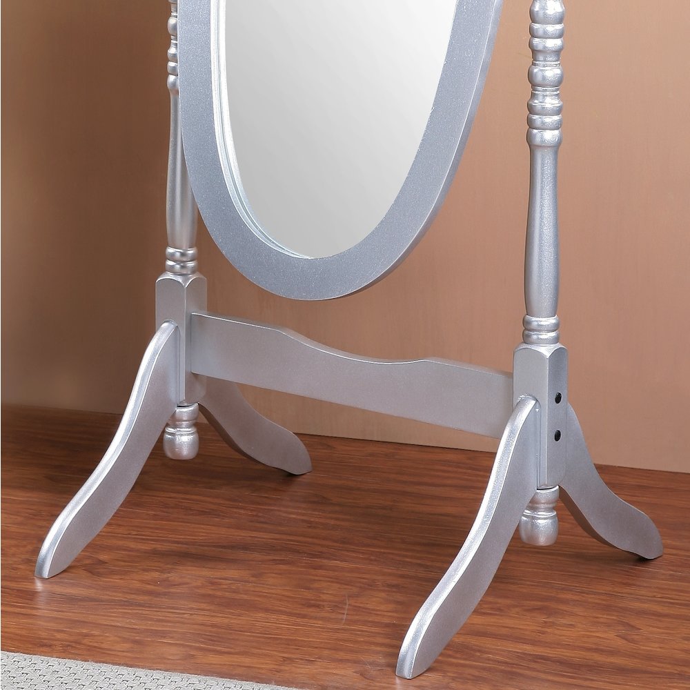 Audi Traditional Queen Anna Style Wood Floor Cheval Mirror, Silver Finish. Picture 4