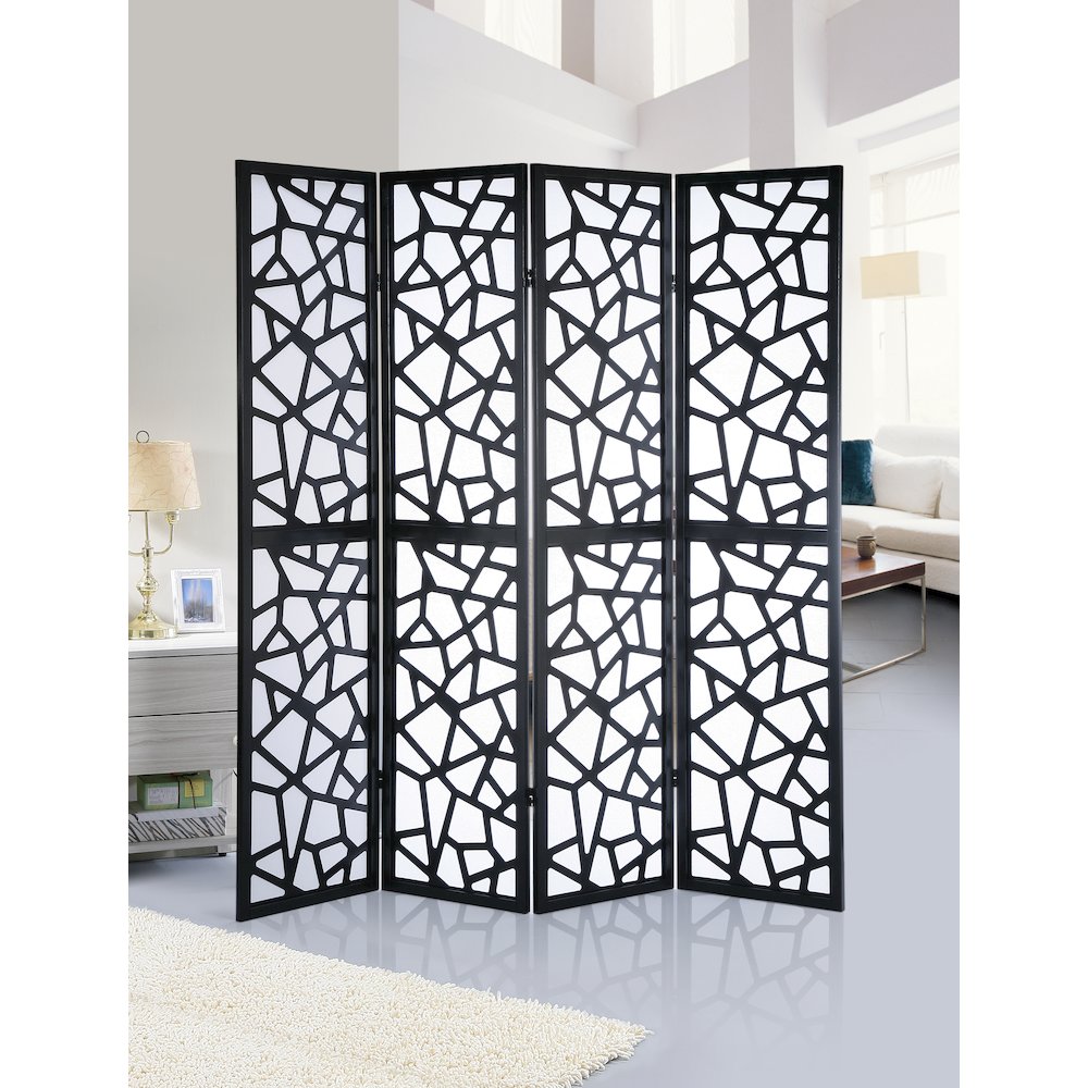 Giyano Black 4 Panel Screen Room Divider. Picture 2