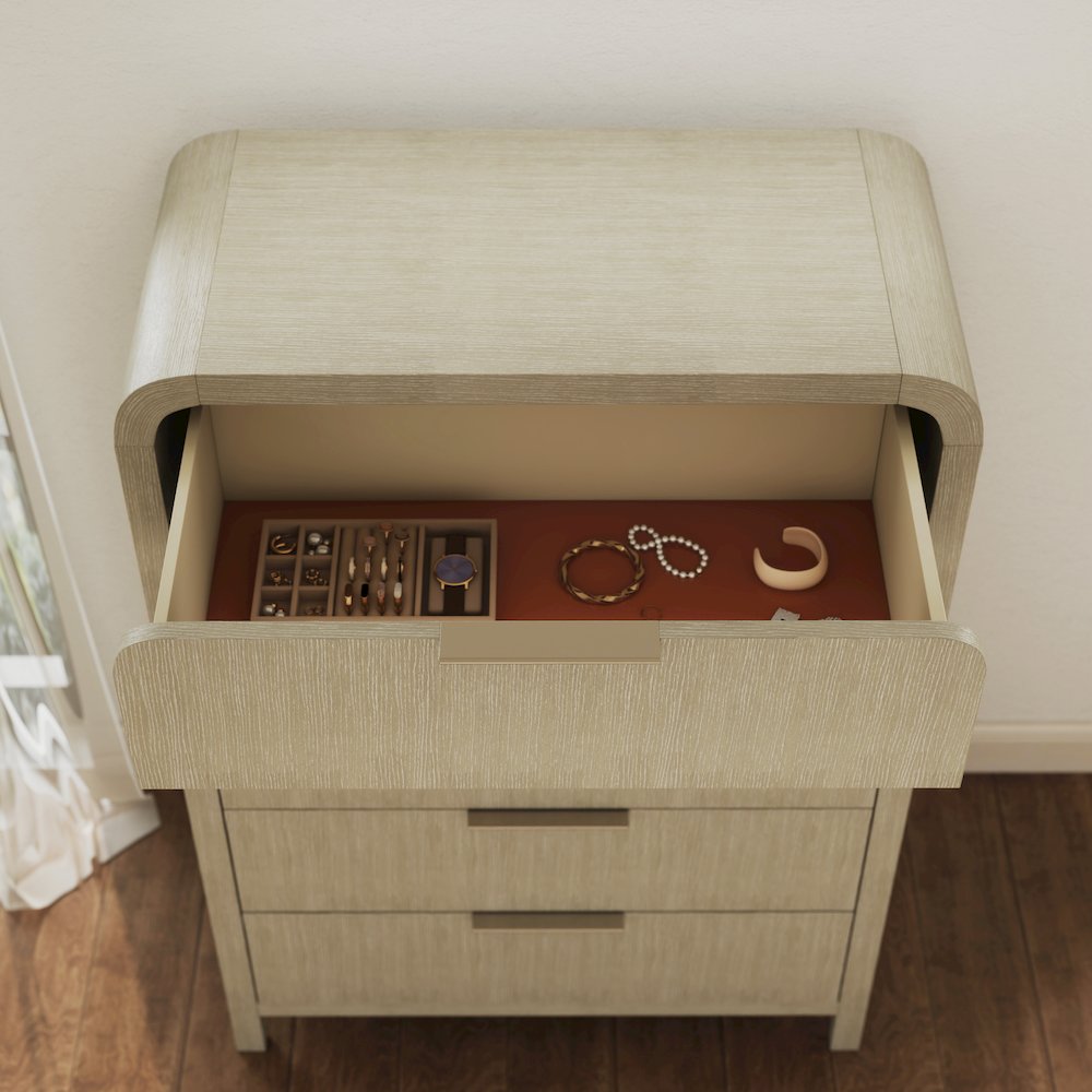 Tavari Contemporary 5-Drawer Wood Chest, Light Gray. Picture 4