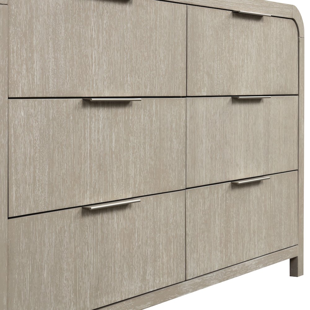Tavari Contemporary 6-Drawer Wood Dresser, Light Gray. Picture 9