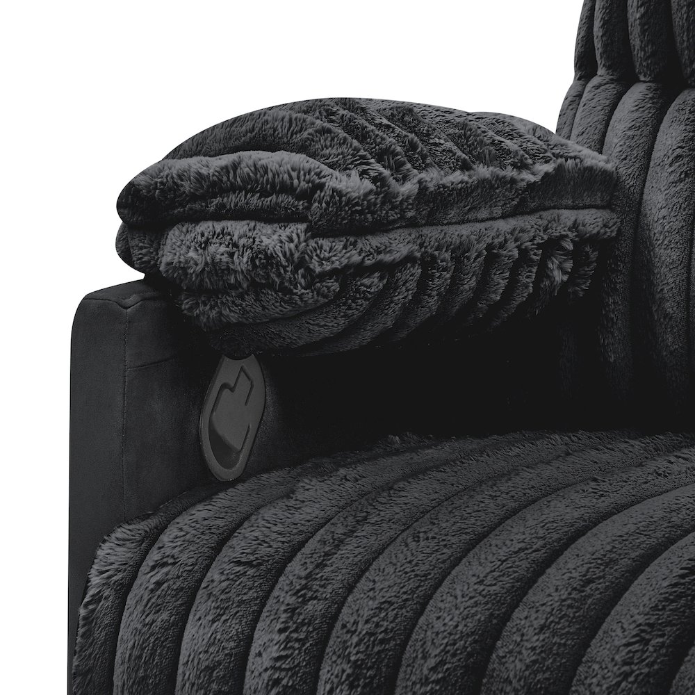 Bocaton Wide Wale Corduroy Upholstery Manual Recliner, Black. Picture 9