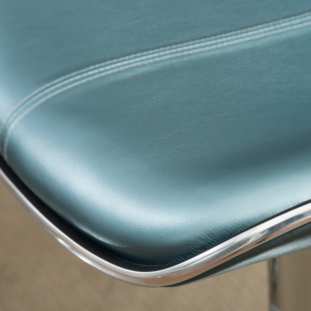 Masaccio Blue Leatherette Adjustable Swivel Barstool Chrome Base, Set of 2. Picture 7