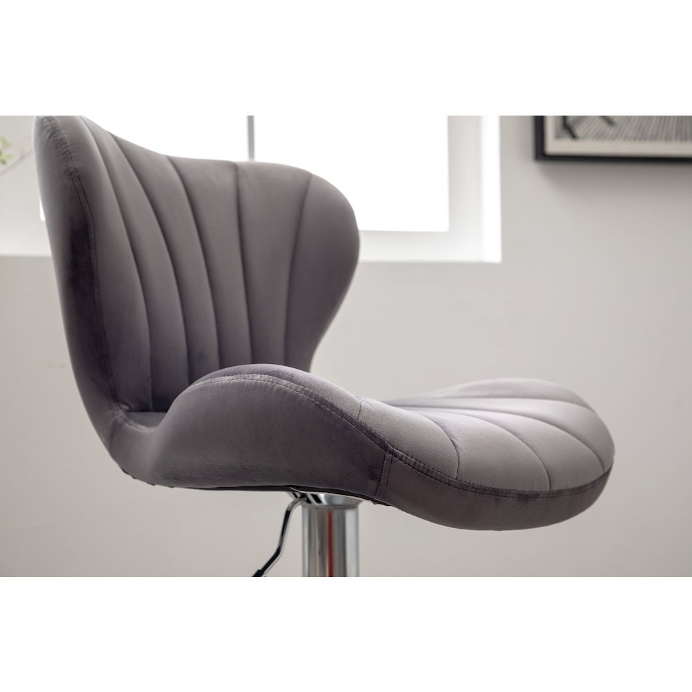 Ellston Upholstered Adjustable Swivel Barstools in Gray, Set of 2. Picture 7