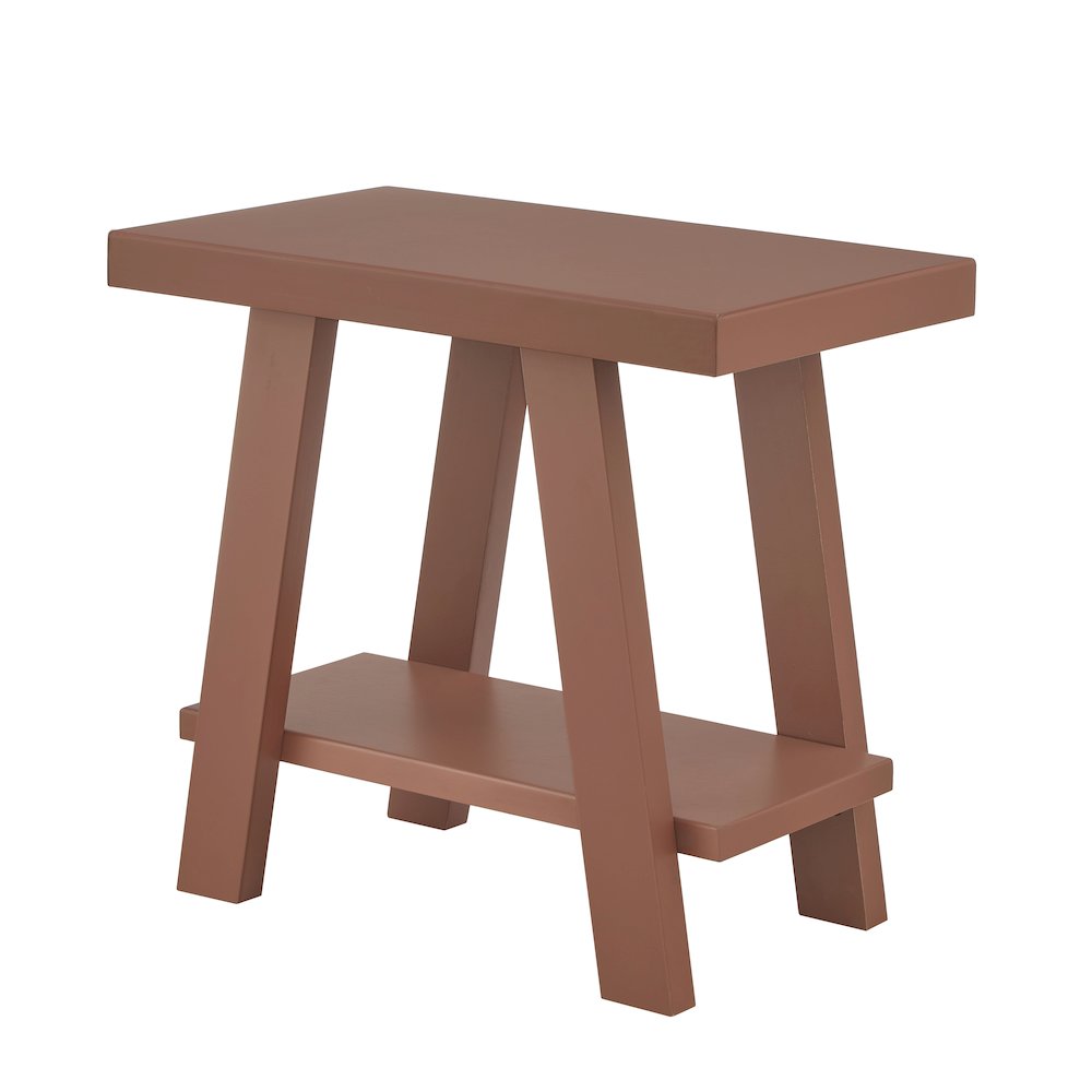 Athens Contemporary Wood Shelf Side Table in Red. Picture 1