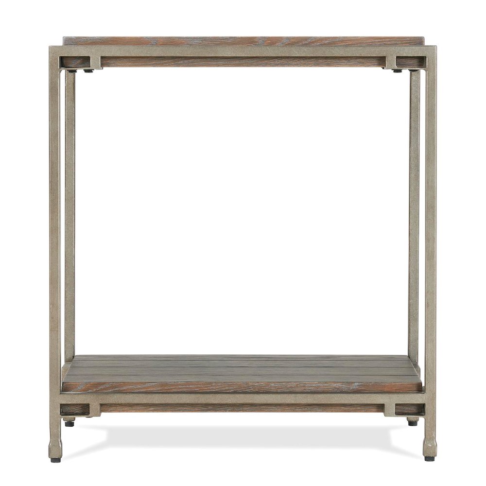 Corbeta Metal Frame Wood Living Room Chairside Table with Shelf, Aged Graphite. Picture 6