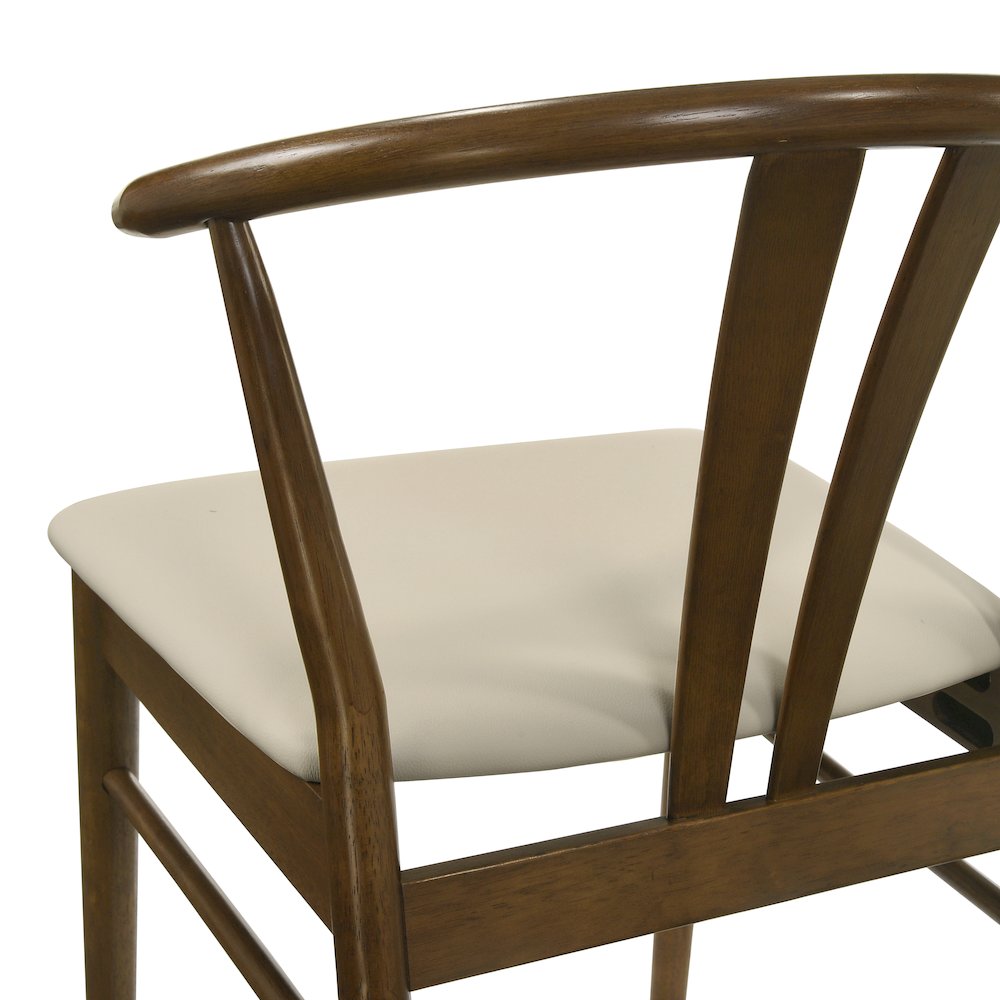 5-Piece Dining Set, Walnut Finished Dining Table with 4 Brown Wishbone Chairs. Picture 16