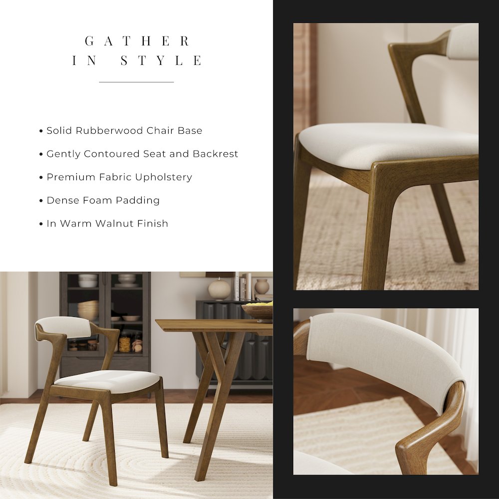 Modern 7-Piece Dining Set, Walnut Finished Dining Table with 6 Brown Chairs. Picture 12