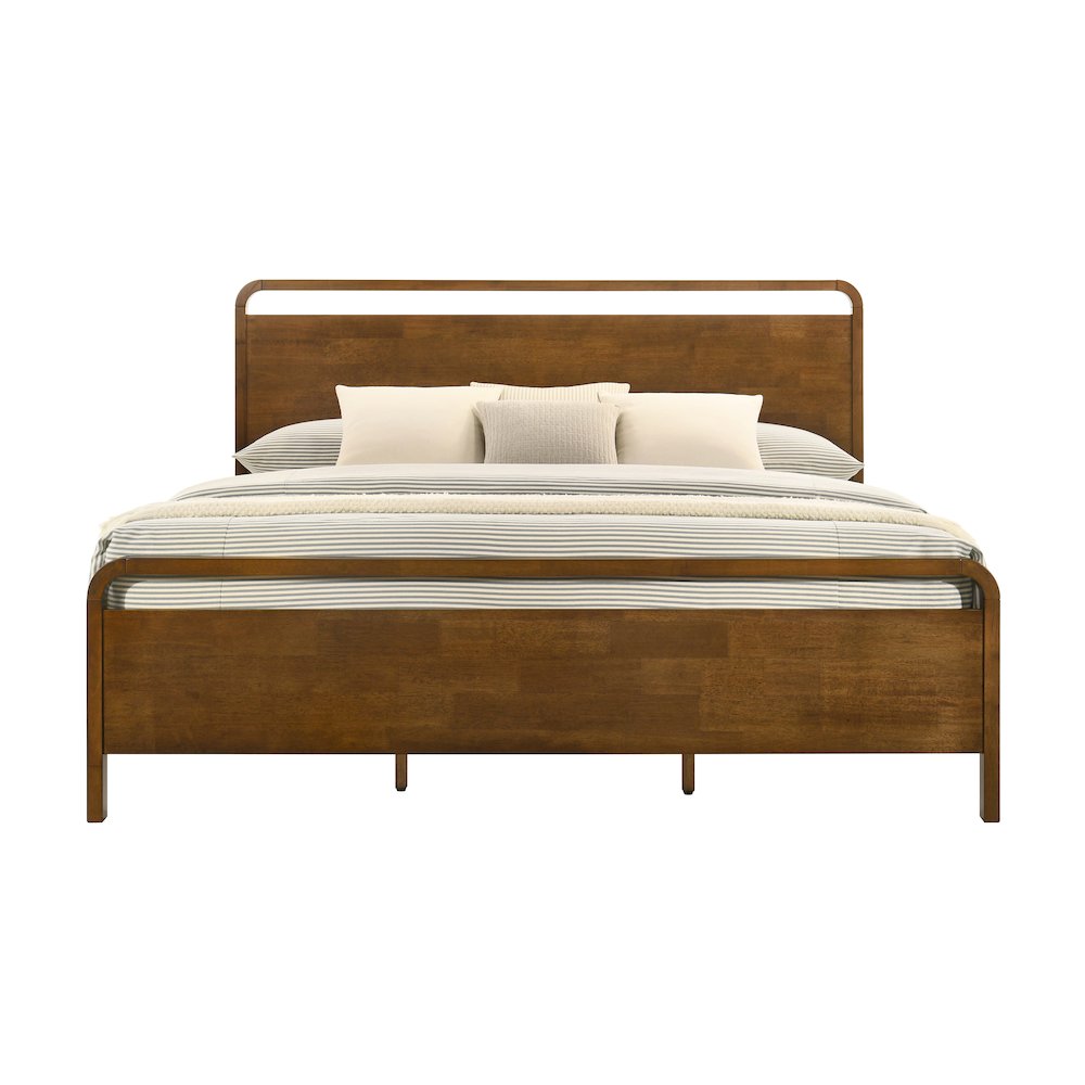 Eldren Wood Platform Bed in Walnut Finish, King. Picture 9