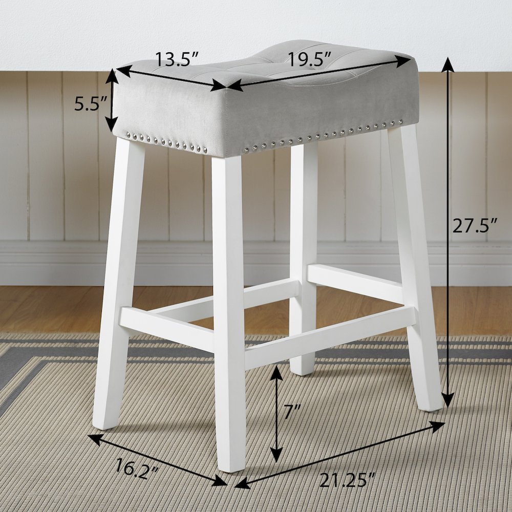 Morovo Velvet Counter Height Stools Saddle Seats, Set of 2, Gray. Picture 6