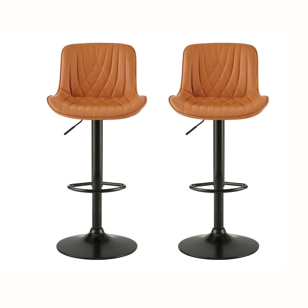 Kovyn Contemporary Adjustable Barstool with Faux Leather Swivel Seats, Set of 2. Picture 3