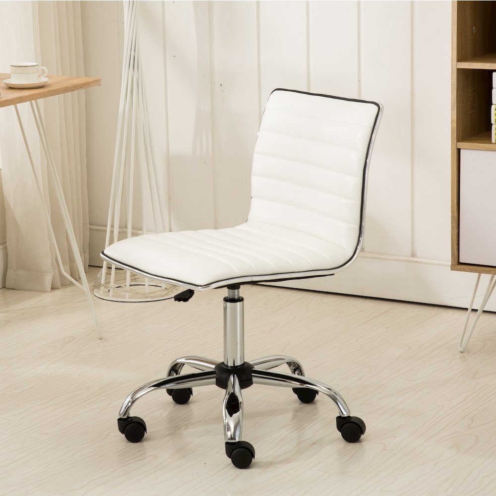Fremo Chromel Adjustable Air Lift Office Chair in White. Picture 4