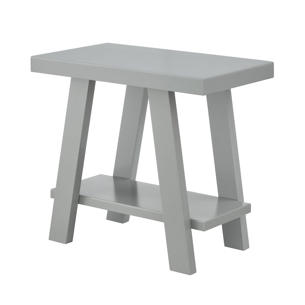 Athens Contemporary Wood Shelf Side Table in Gray. Picture 1