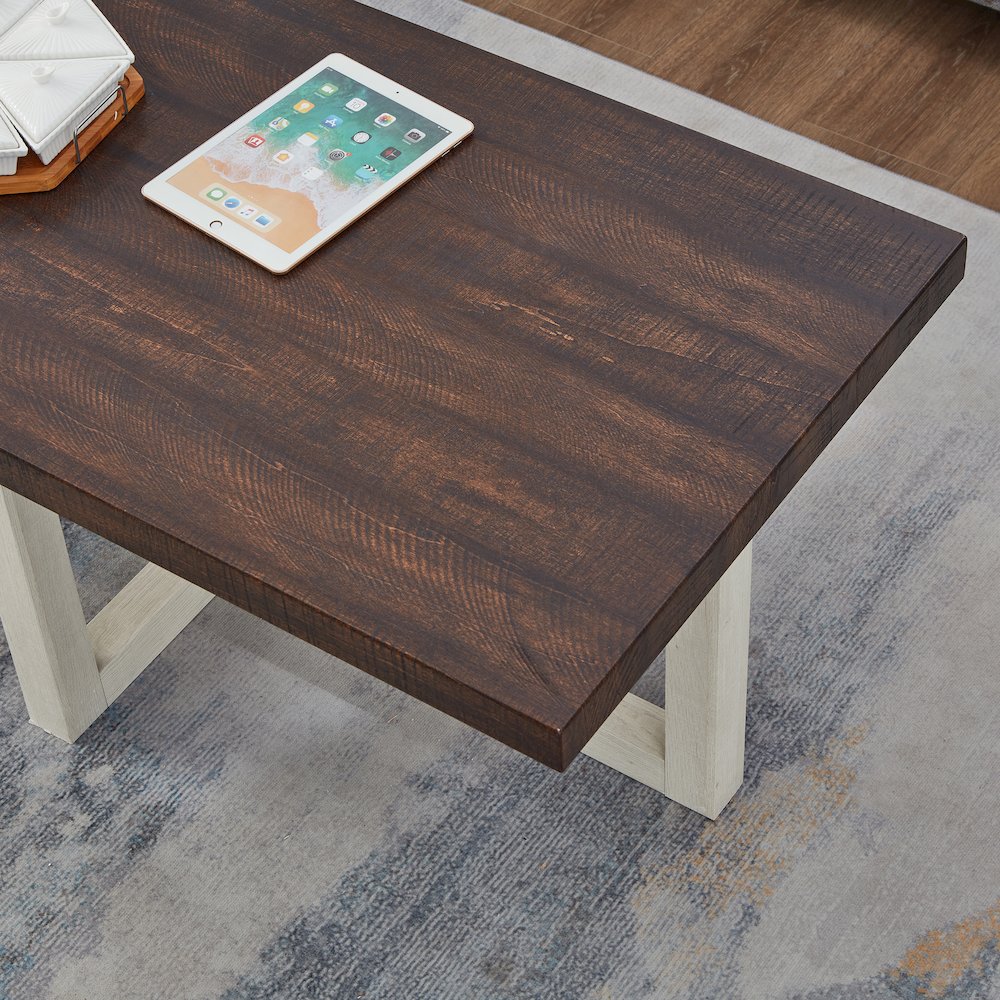 Luno Contemporary Coffee Table, Walnut and White. Picture 6
