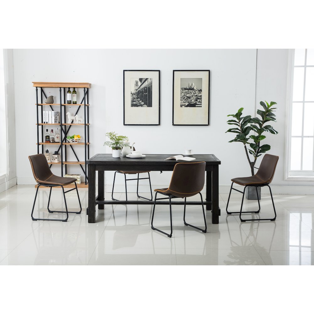 Lotusville Antique Wood Finished Dining Set: Table and Four Chairs, Brown. Picture 5