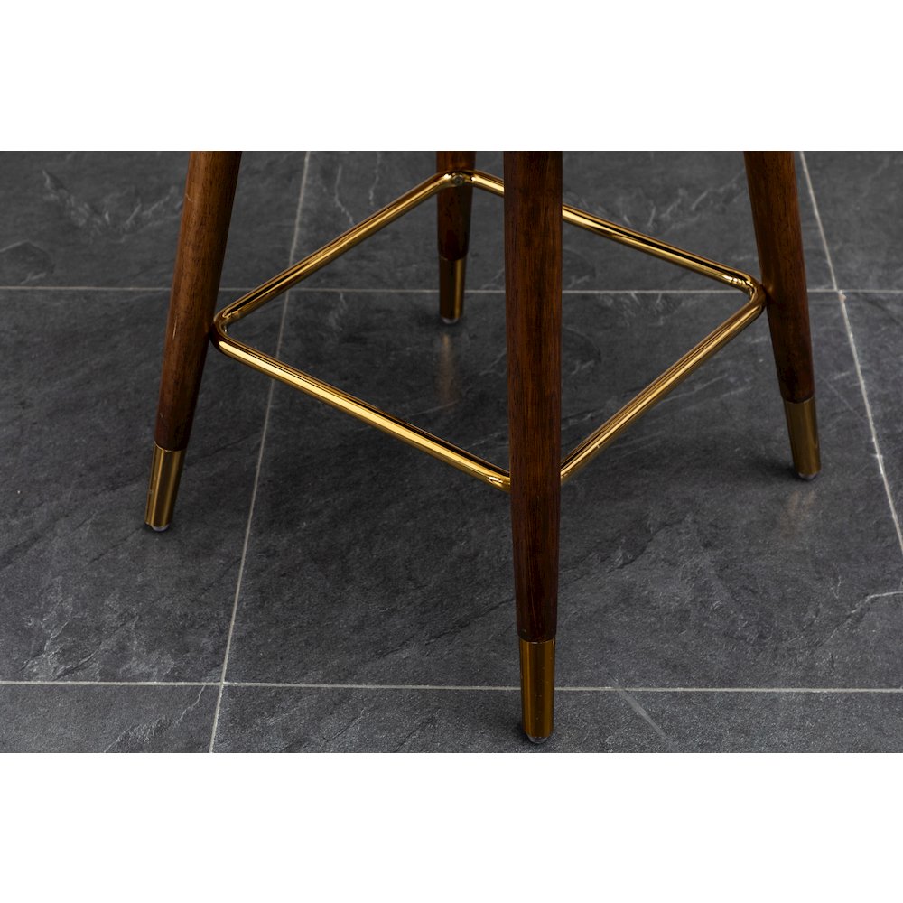 Nevis Modern Faux Leather Tufted Nailhead Trim Counter Stool Set of 2, Yellow. Picture 11