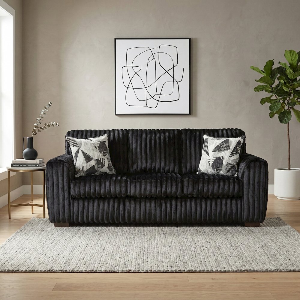 Nolan 2-Piece Living Room Set, Sofa and Loveseat, Lush Black. Picture 6