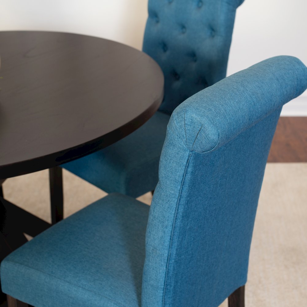 Nylander 5-Pc Dining Set, Cross-Buck Dining Table with 4 Stylish Chairs, Blue. Picture 6