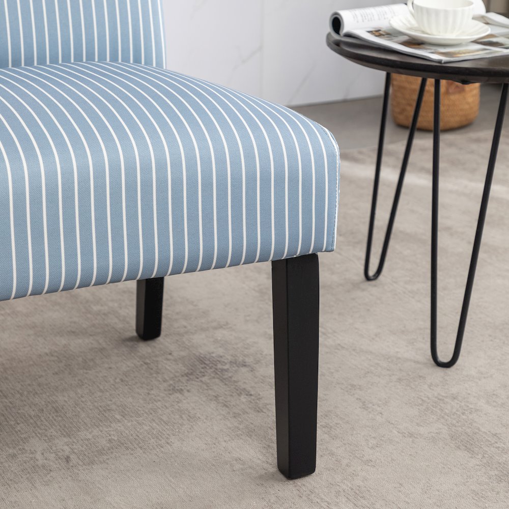 Botticelli Blue Stripe Upholstered Slipper Accent Chair. Picture 11