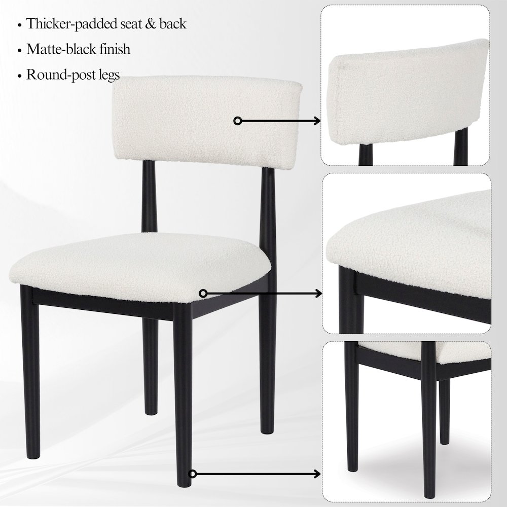 Ellis Boucle Upholstered Dining Chairs, Set of 2. Picture 4